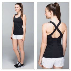 lululemon Black Stuff Your Bra Cross Back Mesh Detail Tank Top